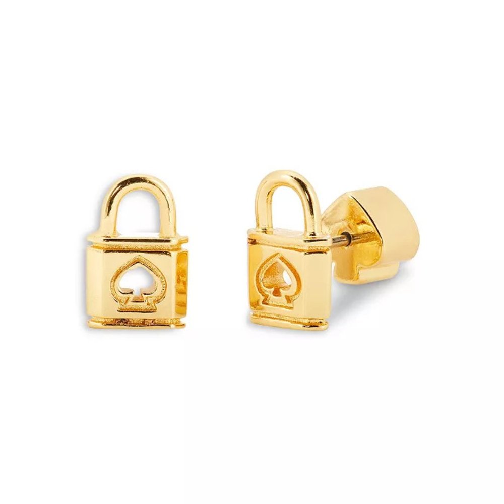 Kate Spade Lock and Spade Stud Earrings, Gold